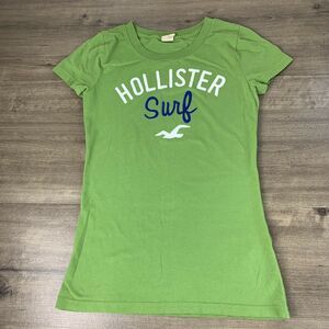 Hollister Surf Logo Girls T Shirt Size Medium Green Pullover Short Sleeve Tunic